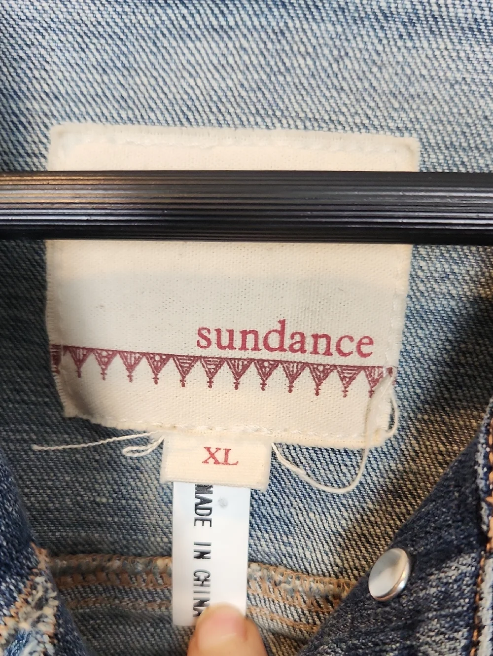 Sundance Floral Embroidered Blue Denim Jacket Size XL